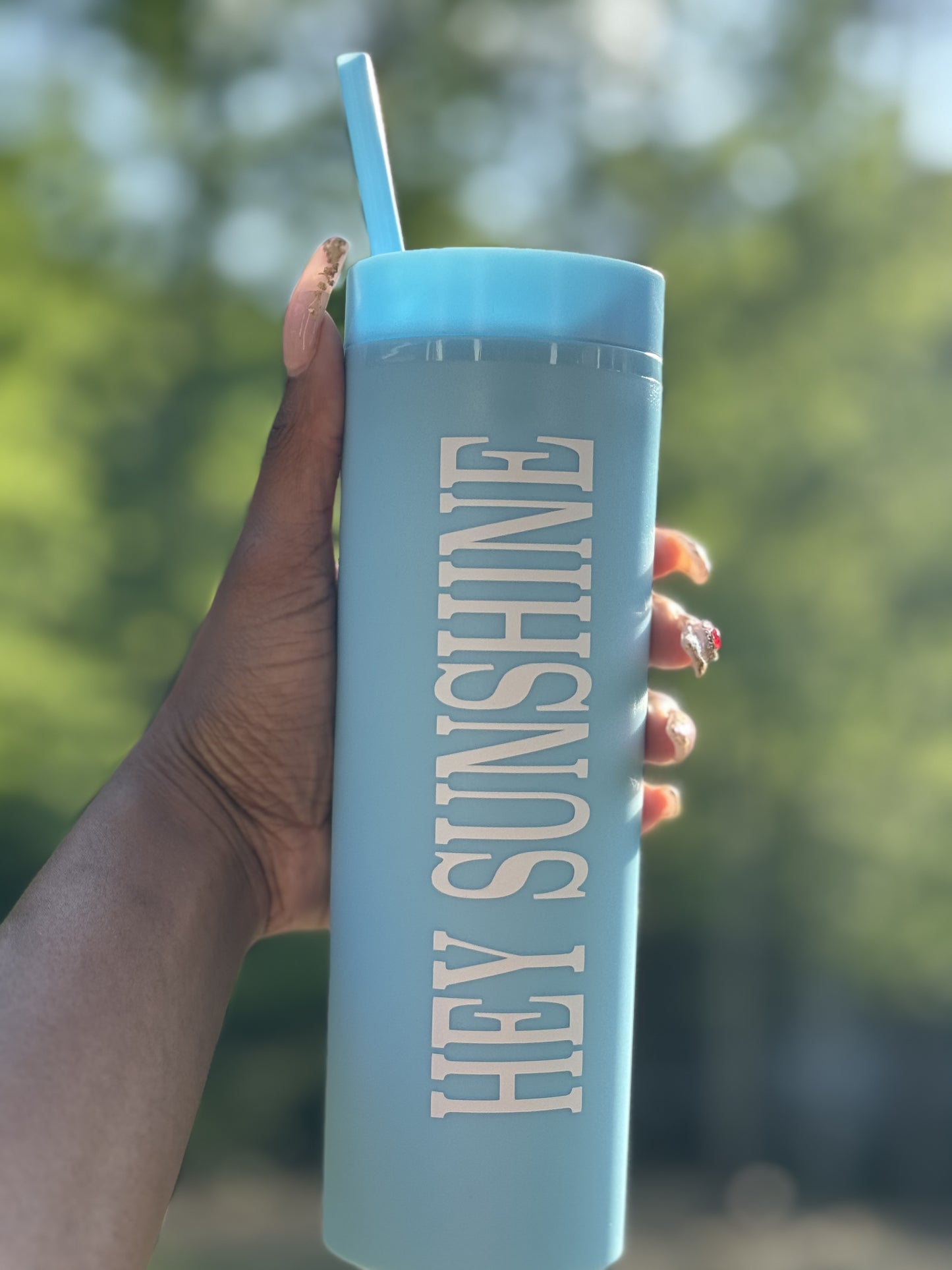 HEY SUNSHINE TUMBLER (LIGHT BLUE)