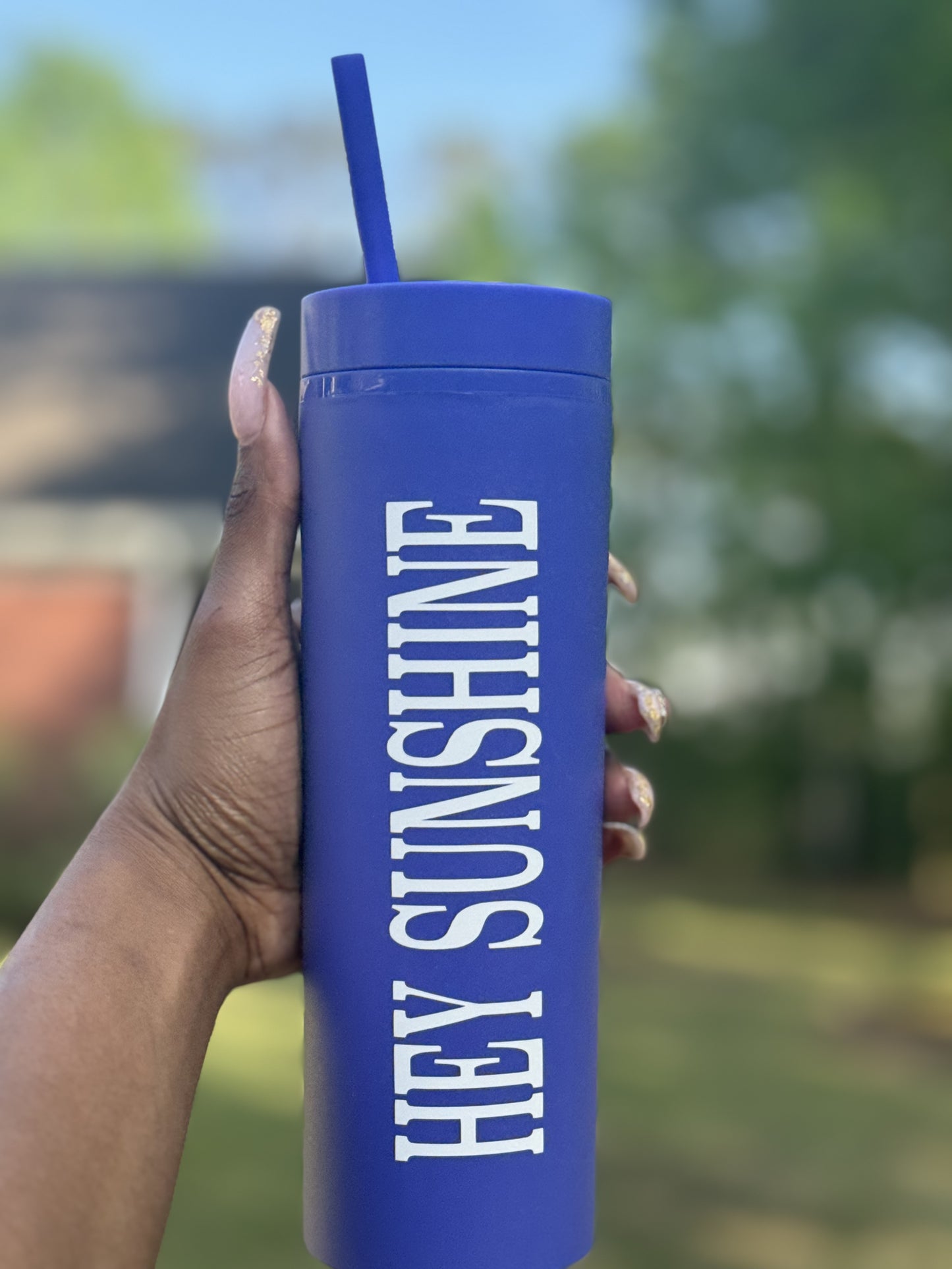 HEY SUNSHINE TUMBLER (DARK BLUE)